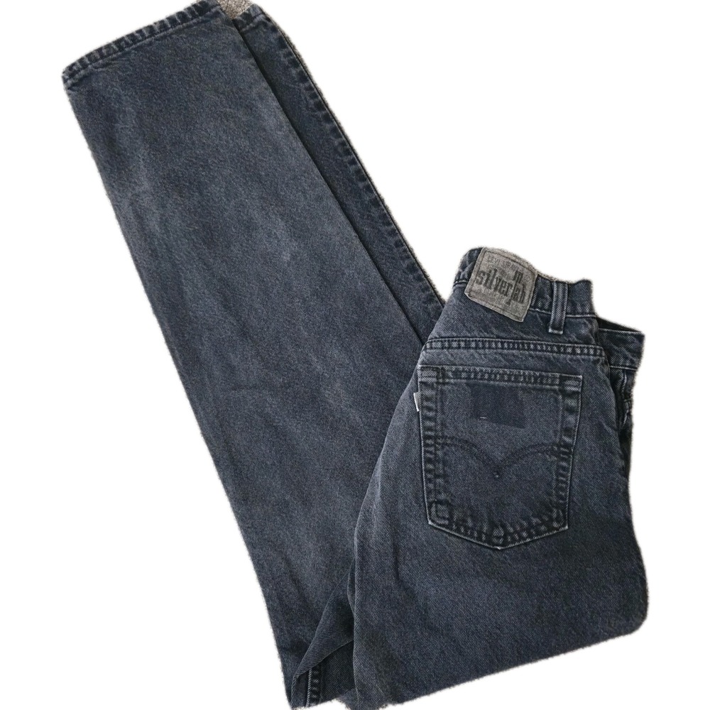Vintage 90's Levi's Silvertab Loose Fit Faded Black Size 9/10 Long Denim Jeans